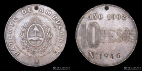 Argentina. Patente de Ambulante 10 Pesos 1902