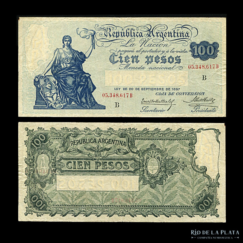 Argentina. Caja Conversión. 100 Pesos 1930. Firmas: Mallea Gil - Castex. Col 390...