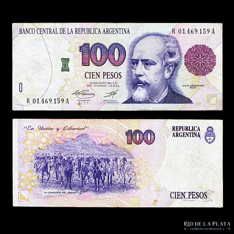 Argentina. 100 Pesos Convertibles ND1996-97 Reposición. 1º Diseño. Firmas: Ferná...