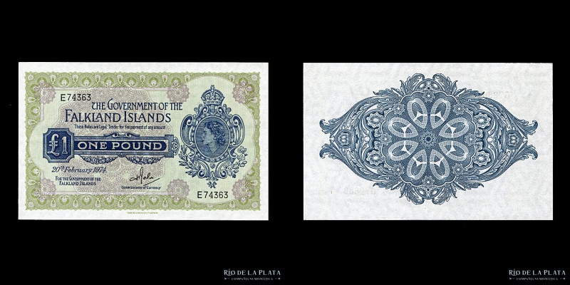 Islas Malvinas (Falkland) Ocupación Británica. 1 Pound 1974. P8b (UNC)

Estima...