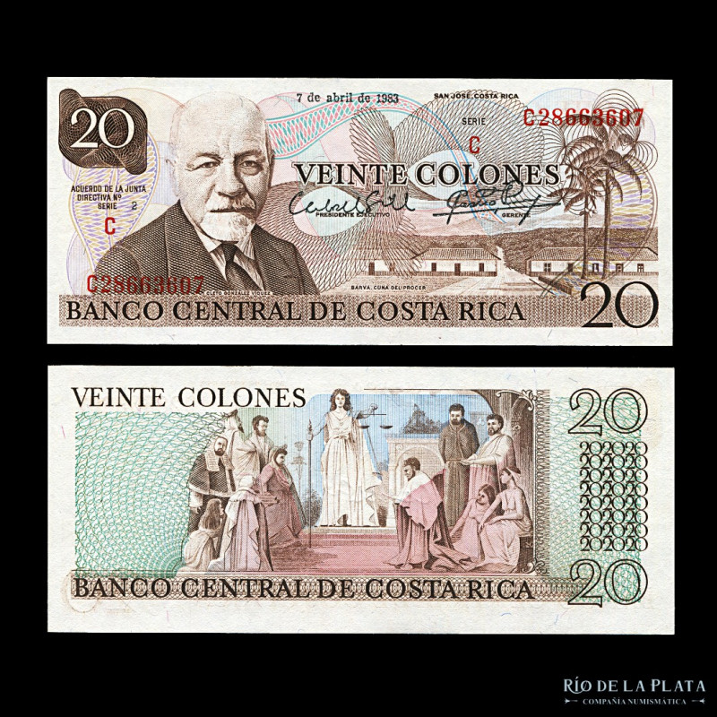 Costa Rica. 20 Colones 1983 Serie C. P238 (UNC)

Estimate: USD 15-30