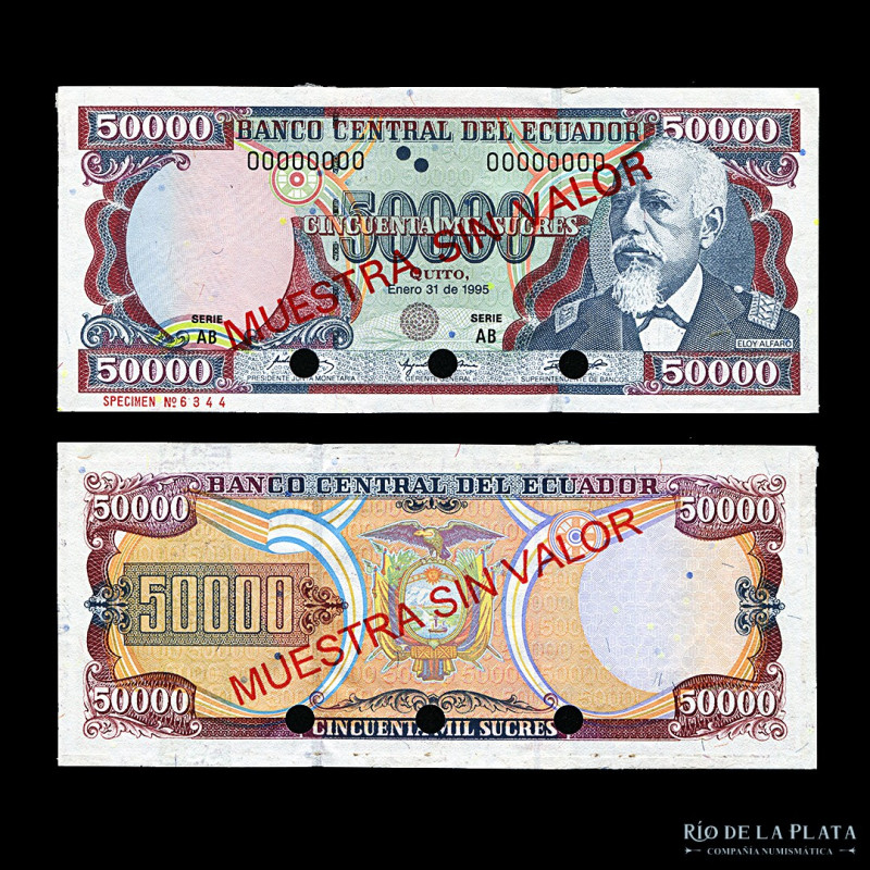 Ecuador. Banco Central. Muestra 50000 Sucres 1995. P130 S1 (UNC)

Estimate: US...