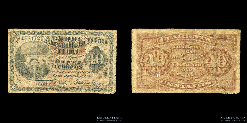 Perú. Compañía de Obras Públicas y Fomento. 40 Centavos 1876. Ps443 (G)

Estim...