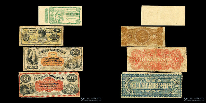 Uruguay. Lote x4. Billetes y Vale. SXIX. A clasificar 

Estimate: USD 100-200