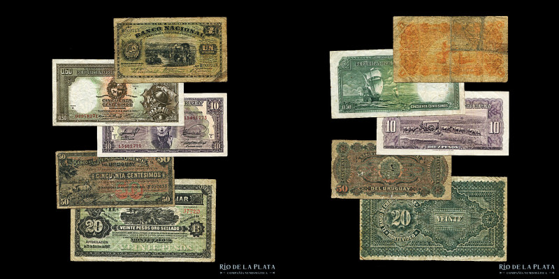 Uruguay. Lote x 5 billetes diferentes a clasificar. (VG-VF) 

Estimate: USD 25...