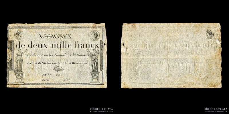 Francia. Assignat 2.000 Francs 1795. Firma: Picot. As.51a; Pick A81 (VF+)

Est...