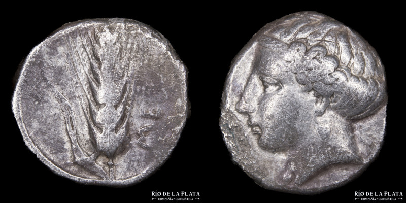 Metapontion, Lucania (400-340BC) AR Stater. 19.6mm; 7.59g; 3h. A: Head of Demete...