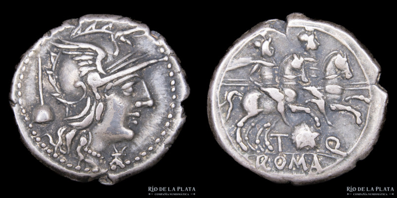 Roman Republic. T. Quinctius Flamininus 126BC. AR Denarius. Rome mint. 19.0mm; 3...