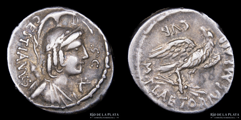 Roman Republic. M. Plaetorius M.f. Cestianus 67BC, AR Denarius. Rome mint. 19.0m...