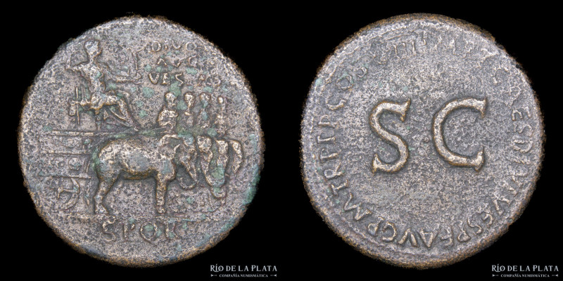 Divus Vespasian 80-81AD. Struck under Titus. AE Sestertius, Rome mint. 34.5mm; 2...