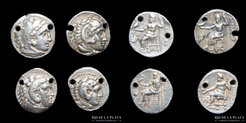 Reino de Macedonia. Alejandro III Magno 336-323AC. Lote x 4 dracmas de plata, to...