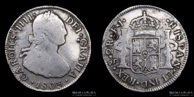 Santiago. Carlos IV. 2 Reales 1803 FJ. KM60
