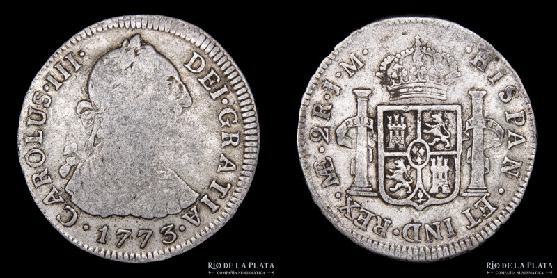 Lima. Carlos III (1759-1788) 2 Reales 1773 JM. AG.917; 28mm;6.58g. KM62. (VG)
...