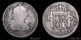 Lima. Carlos IV. 2 Reales 1791 IJ. KM85.1