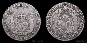 Potosi. Carlos III. 4 Reales 1769/8 JR Columnaria. CJ 59.3.1