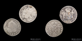 Potosi. Carlos III. 1/2 Real 1784 y 86 PR. Lote x2