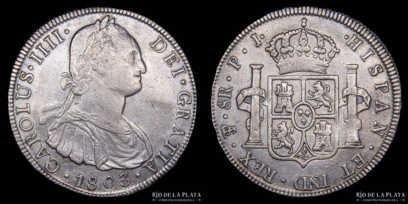 Potosí. Carlos IV (1788-1808) 8 Reales 1803 PP (Pedro Mazondo, Pedro Martín Albi...