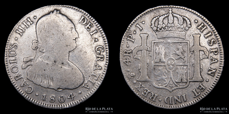 Potosí. Carlos IV (1788-1808) 4 Reales 1804 PJ (Pedro Martín Albizu, Juan Palomo...