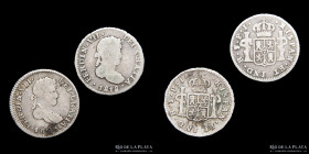 Potosi. Fernando VII. 1/2 Real 1818 y 1823. Lote x2