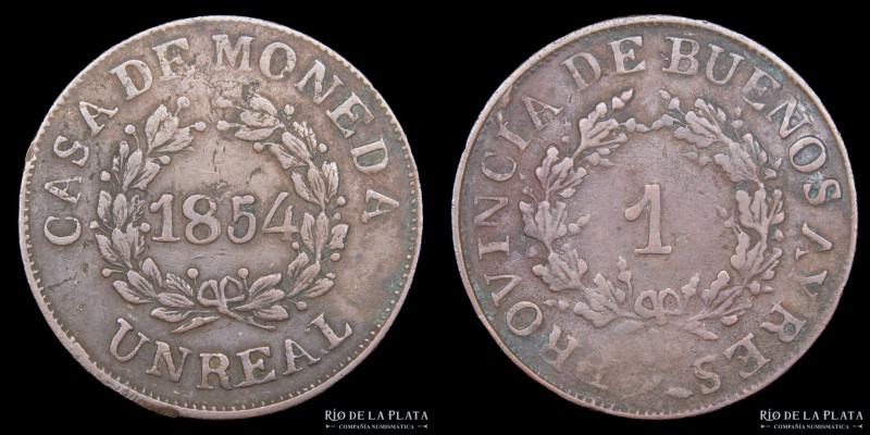 Argentina. Buenos Aires. 1 Real 1854. Casa de Moneda de Buenos Aires. CU, 26.3mm...