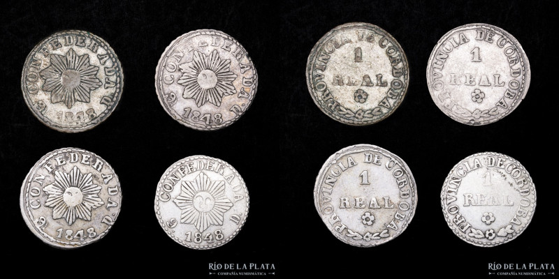 Argentina. Córdoba. 1 Real 1848. Lote x4. A clasificar. Estados F a VF. Sin daño...