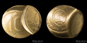 Argentina. Error. 10 Centavos de Austral. Doble golpe