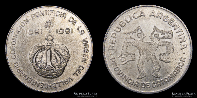 Argentina. Catamarca. 1 Corona 1991. Medalla monetaria. AG.900; 30.0mm; 15g. CJ ...