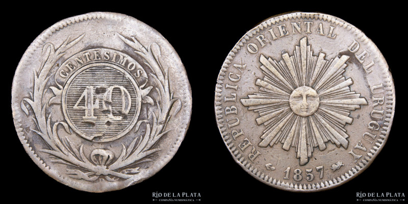 Uruguay. 40 Centésimos 1857. CU, 38mm; 32.95g. KM10 (F+)

Estimate: USD 20-40