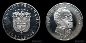 Panama. 20 Balboas 1972. Enorme. Plata