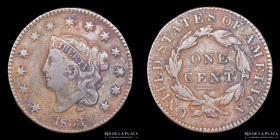 USA. 1 Cent 1833. Coronet Head Penny. KM45