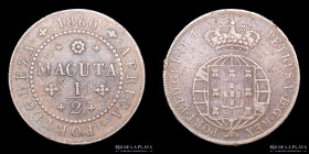 Angola. Pedro V. 1/2 Macuta 1860. Sin resello. KM58