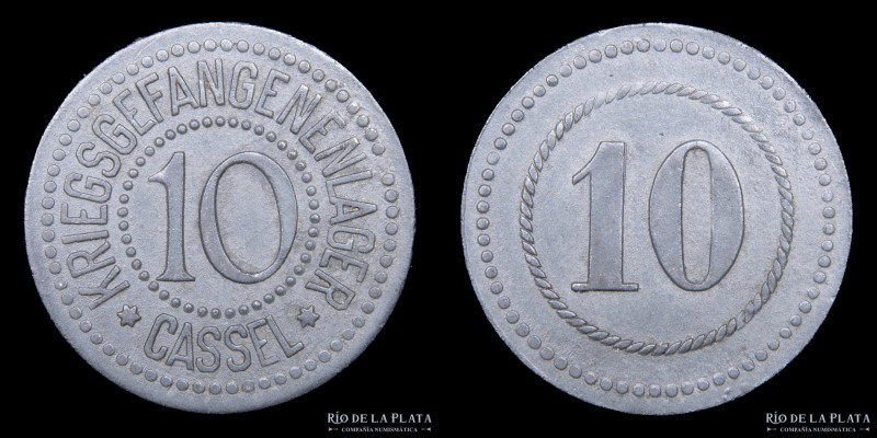 Alemania. Cassel. 10 Pfennig ND1914-23 Campo de Prisioneros. Zinc; 23.0mm; 2.36g...