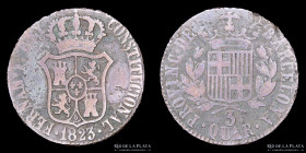 España. Barcelona. Fernando VII. 3 Quartos 1823. KM81