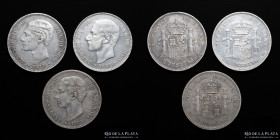 España. Alfonso XII. 1875, 77 y 85. Lote x3. A clasificar