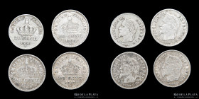 Francia. Napoleon III. 20 Centimes 1866 a 68. Lote x4 diferentes
