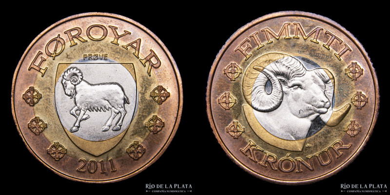 Islas Faroe (Dinamarca) 50 Kronur 2011. Fantasía Trimetálica; 35.0mm; 12.65g. (U...