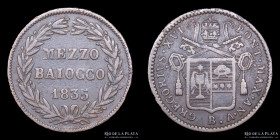 Estados Papales. Gregorio XVI. 1/2 Baiocco 1835. KM1319