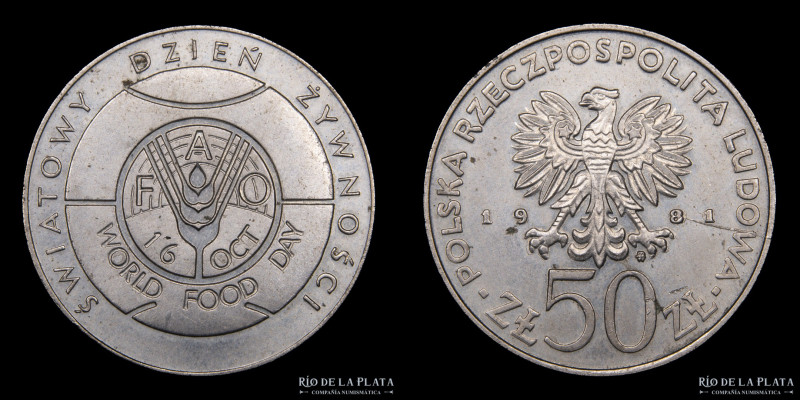 Polonia. 50 Zloty 1981. FAO. NI; 30.5mm; 12.8g. . KM125

Estimate: USD 10-20