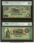 Argentina Banco Oxandaburu y Garbino 5 Pesos Bolivianos 2.1.1869 Pick S1783r Remainder PMG Gem Uncirculated 66 EPQ; Peru Banco de Tacna 5 Soles 18xx P...