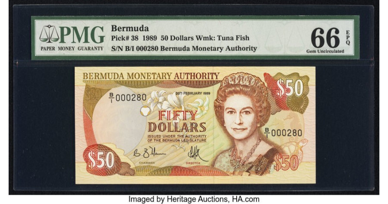 Low Serial Number 280 Bermuda Monetary Authority 50 Dollars 20.2.1989 Pick 38 PM...
