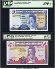 Gibraltar Government of Gibraltar 10; 50 Pounds 21.10.1986; 27.11.1986 Pick 22b; 24 Two Examples PCGS Gem New 66PPQ; PMG Gem Uncirculated 66 EPQ. 

HI...