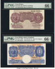 Great Britain Bank of England 10 Shillings; 1 Pound ND (1940-48) Pick 366; 367a Two Examples PMG Gem Uncirculated 66 EPQ (2). 

HID09801242017

© 2022...
