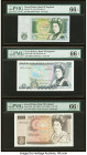 Great Britain Bank of England 1; 5; 10 Pounds ND (1978-80); (1988-91) (2) Pick 377a; 378f; 379e Three Examples PMG Gem Uncirculated 66 EPQ (3). 

HID0...