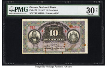 Greece National Bank of Greece 10 Drachmai 1910-17 Pick 51 PMG Very Fine 30 Net. Ink stamps and rust are noted on this example. 

HID09801242017

© 20...