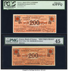 Greece Bank of Greece 200,000,000 Drachmai 5.10.1944 Pick 161a; 161sp Issued/Specimen Proof PCGS Choice New 63PPQ; PMG Choice Extremely Fine 45. 

HID...