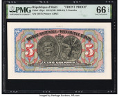 Haiti Banque Nationale de la Republique d'Haiti 5 Gourdes 2.5.1919 (ND 1920-24) Pick 152p1 Front Proof PMG Gem Uncirculated 66 EPQ. POCs are present o...