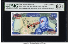 Iran Bank Markazi 200 Rials ND (1974-79) Pick 103bs Specimen PMG Superb Gem Unc 67 EPQ. Two POCs are noted. 

HID09801242017

© 2022 Heritage Auctions...
