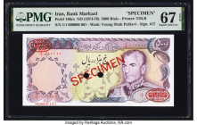 Iran Bank Markazi 5000 Rials ND (1974-79) Pick 106cs Specimen PMG Superb Gem Unc 67 EPQ. Two POCs are noted. 

HID09801242017

© 2022 Heritage Auction...