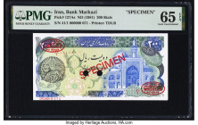 Iran Bank Markazi 200 Rials ND (1981) Pick 127As Specimen PMG Gem Uncirculated 65 EPQ. Two POCs are noted. 

HID09801242017

© 2022 Heritage Auctions ...