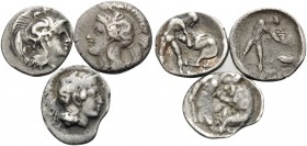 LUCANIA. Herakleia . Circa 432-420 BC. (Silver, 3.04 g). Lot of three Diobols with Athena and Herakles wrestling with the Nemean lion. ( 1 ). 13 mm, 0...